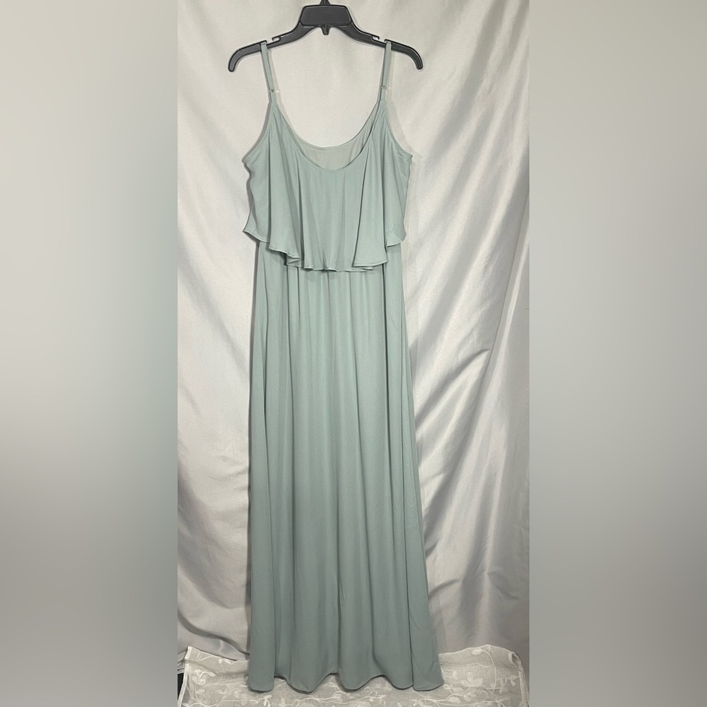 Show Me Your Mumu Caitlin Ruffle Maxi Formal Dress Wedding Bridesmaid Green XL